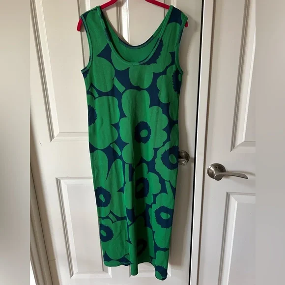 NWT Marimekko Simpukka Unikko Rib Floral Cotton Tank Dress size medium - Picture 2 of 9